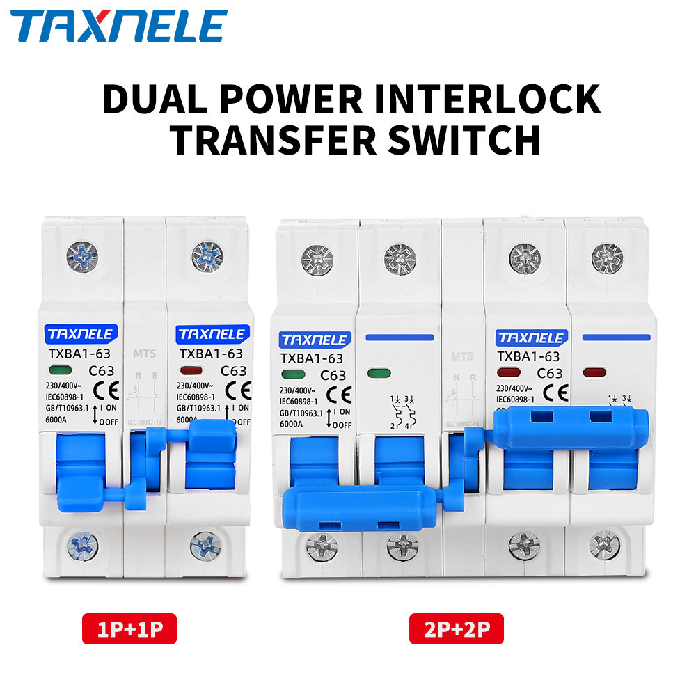 TAXNELE 1P+1P 2P+2P MTS AC คู่มือ Transfer Switch Circuit Breaker Changeover Switch MCB 10A 40A 63A