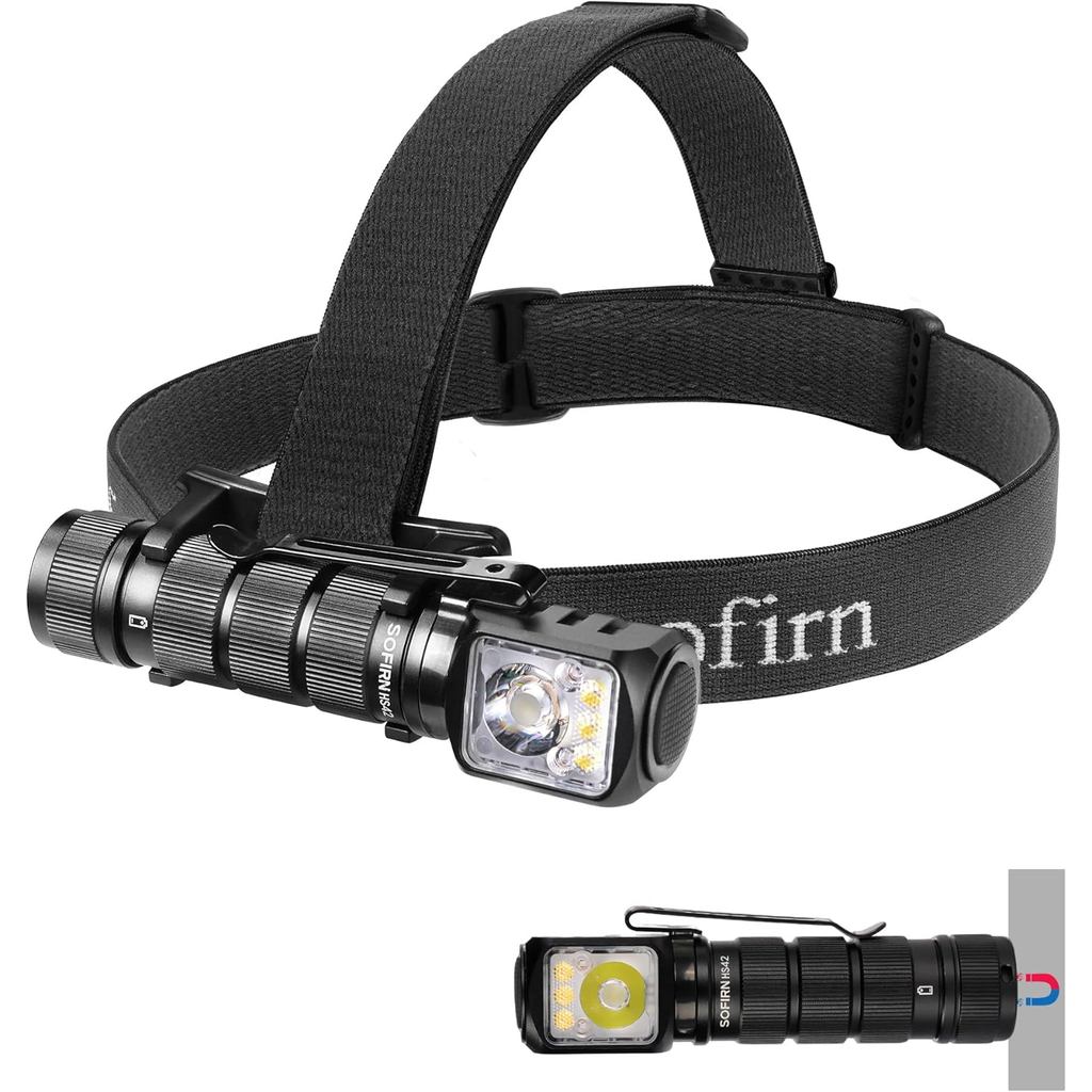 Sofirn HS42 ไฟหน้า LED 2100 Lumen, ชาร์จได้.Type-C, แสงสีแดง, IP66 กันน้ำ, ใช้สำหรับเดินป่าและตั้งแค