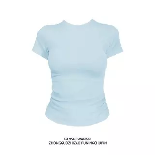 เสื้อยืดสไตล์อเมริกัน แขนสั้น เปิดไหล่ พิมพ์ลายตัวอักษร สีขาว คอกลม เหมาะสำหรับผู้หญิง [เก็บเงินปลายD] สไตล์ทันสมัย