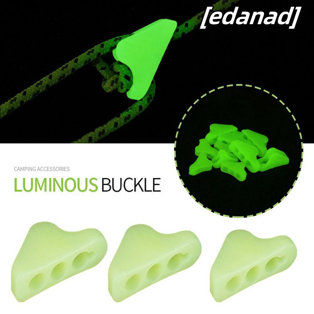 EDANAD 10 ชิ้นเรืองแสงเชือก Stopper พลาสติก Anti-slip เครื่องมือกันสาด Wigwam Adjuster เต็นท์กลางแจ้