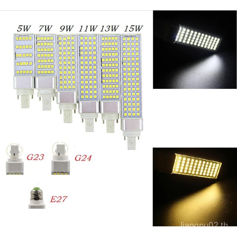 Lampada G23 G24 E27 5W 7W 9W 11W 13W 15W 85V-265V/AC ปลั๊กแนวนอนโคมไฟ SMD50 Bombillas LED PL ข้าวโพด