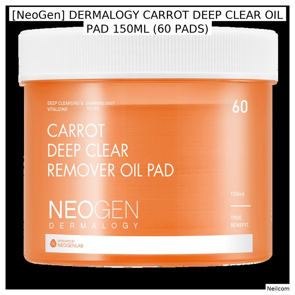[NeoGen] DERMALOGY CARROT DEEP CLEAR OIL PAD 150ML (60 PADS) / คลีนซิ่ง ขัดผิว โดย Neilcom