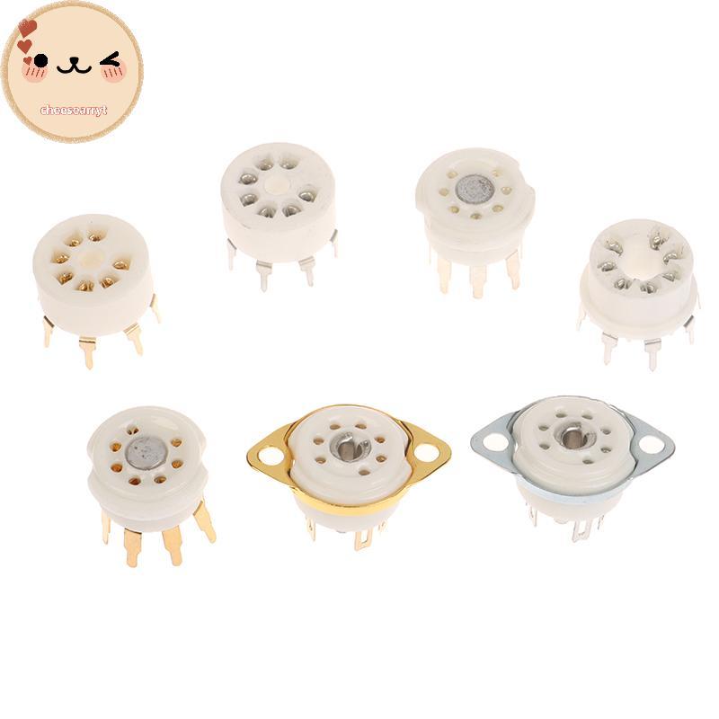 Chee 1PCS 6AQ5 EAA91 6J1 6J2 6X4 6Z4 ซ็อกเก็ต Gold-plated ซ็อกเก็ตสําหรับ 7Pin B7G เครื่องขยายเสียงห