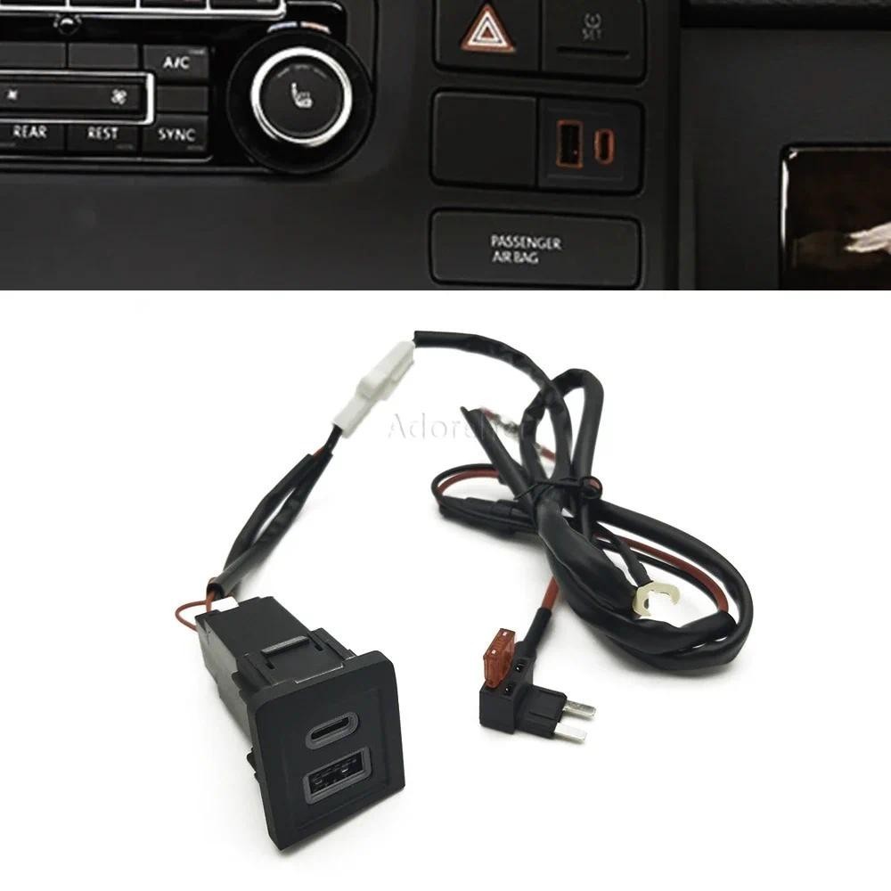 Auto USB Quick Charger QC3.0 PD Quick Charge ซ็อกเก็ตอะแดปเตอร์ชาร์จโทรศัพท์สําหรับ VW Multivan 2008