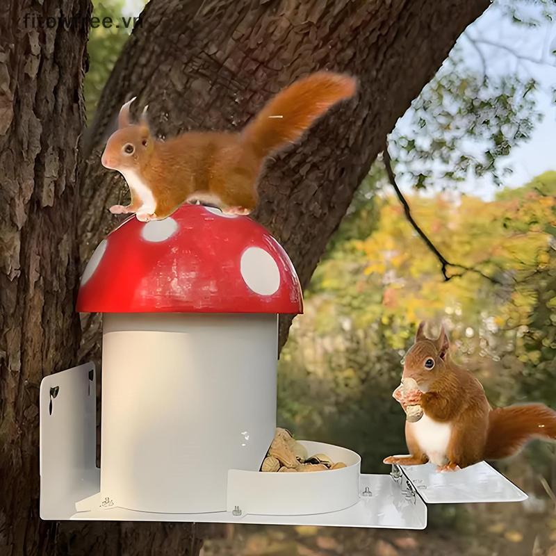 Pre Mushroom Shape Squirrel Feeder, Backyard Squirrel Feeder สําหรับภายนอก,เพลิดเพลินไปกับกระรอกกินข