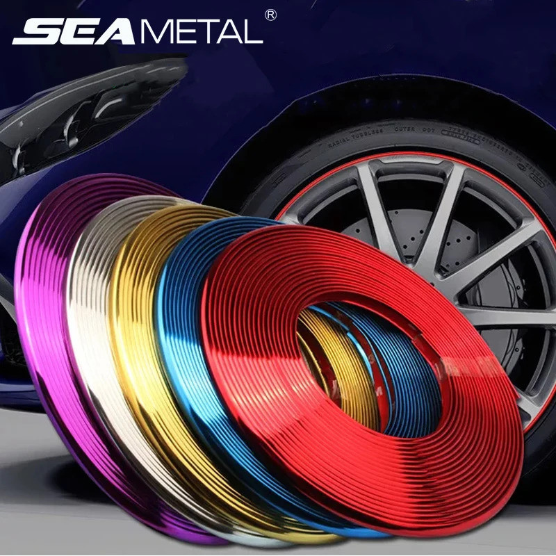 Car Wheel Rim Sticker Chrome Wheel Decoration Auto Tire Rims Plated Strip Protection Decoration Car-