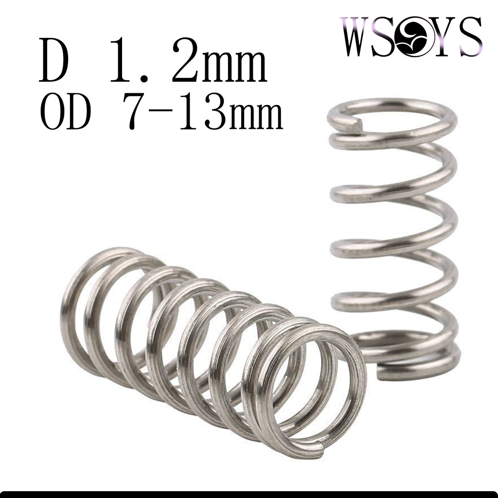 SUS304 สปริงกด-สปริงดัน เหล็กสปริง ขนาด compression spring d1.2mm *OD7-13mm*L10-100mm[WSYS-MB-TC]