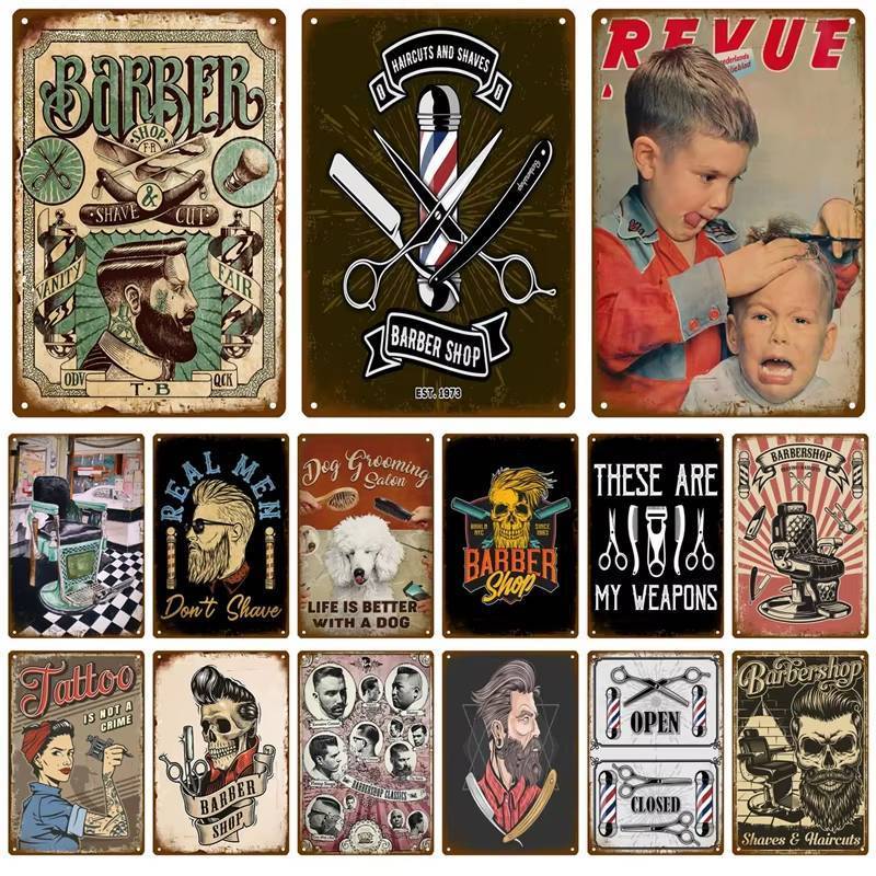 Retro ร้านตัดผมบาร์ผับตกแต่งโปสเตอร์ไม่มีกรอบผ้าใบจิตรกรรม Vintage Decor