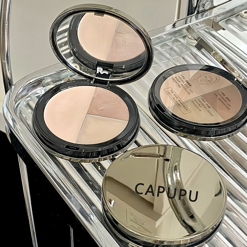 RC สไตล์เดียวกันจานอเนกประสงค์สามสี Lazy Repairing Highlight คอนซีลเลอร์ Palette Face Brightening No