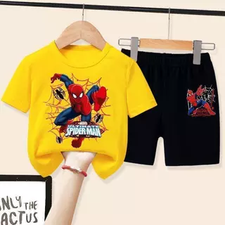 【จัดส่งไทย】2ชิ้น BOBชุดบอดี้สูทแขนสั้นลายสไปเดอร์แมนสำหรับเด็ก ไซส์กลางและใหญ่ ดีไซน์ทันสมัย ​​สำหรับเด็ก ชุดกีฬาฤดูร้อน