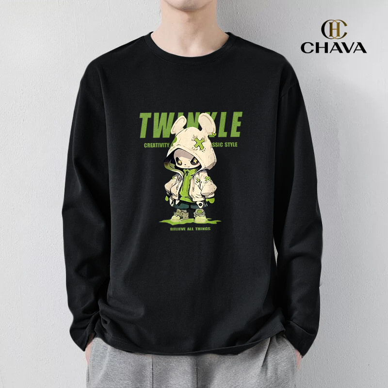 เสื้อยืดแขนยาวผู้ชาย รุ่นใหม่ปี 2026 ทรงหลวม คอกลม เสื้อลำลองใส่ด้านใน