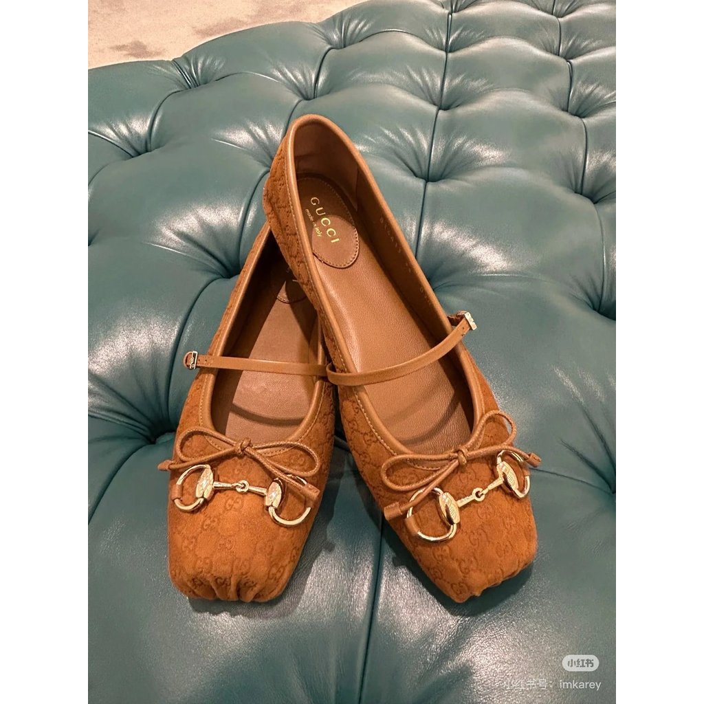 G Home 2025 Early Spring New Style Ladies Flat Shoes Vacation Series Horsebit Ballet Launch Show Gra