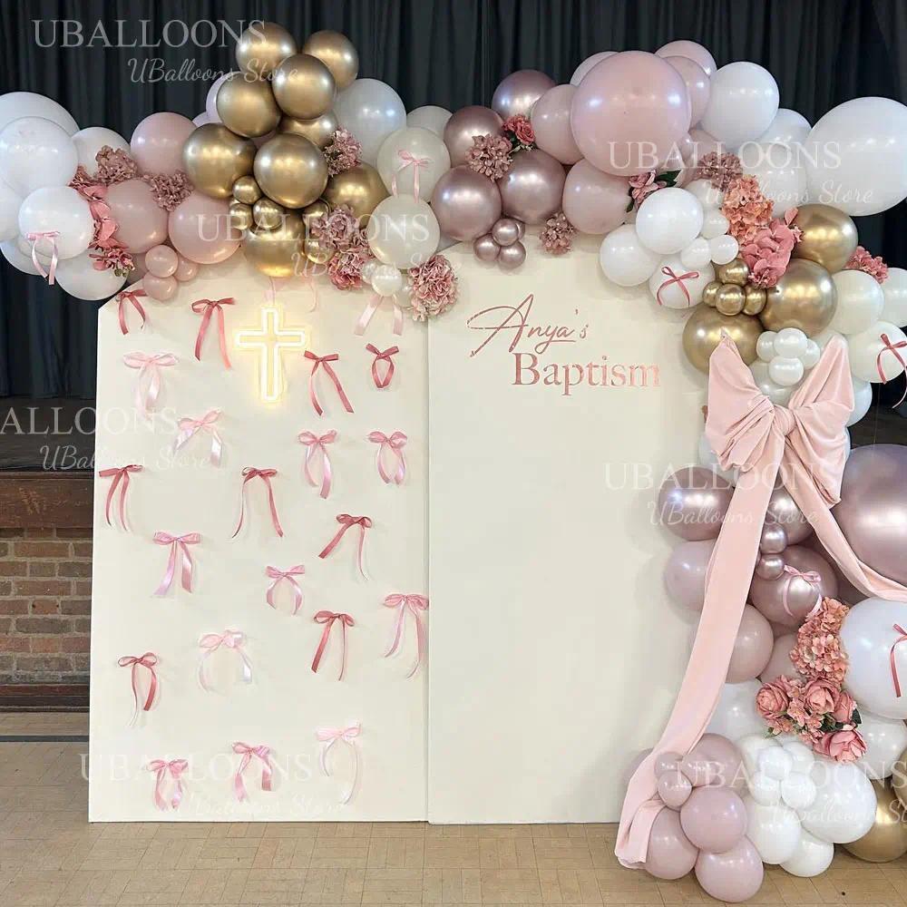 Coquette สีชมพูโบว์สําหรับฉากหลัง 12/16pcs ซาตินขนาดใหญ่ริบบิ้นร้อนสีชมพู Bows Knots สําหรับวันเกิด Baby Shower งานแต่งงาน Decor - รูปที่ 4