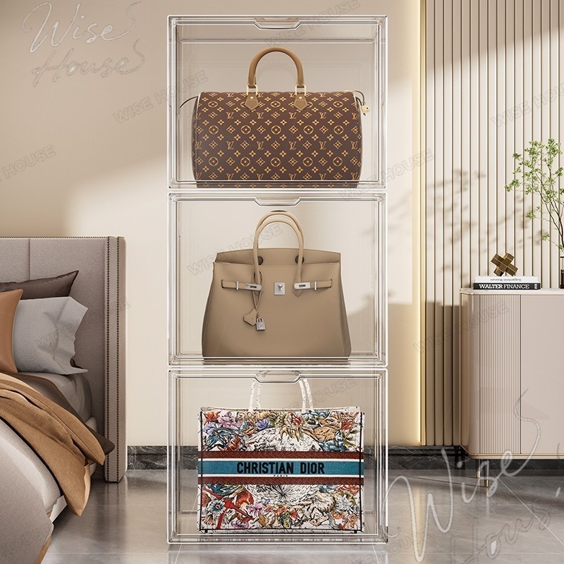 WISE กล่องโชว์กระเป๋า ตู้ อะคริลิคใส กันฝุ่น กล่องเก็บของ กล่องโชว์โปร่งใสสุดหรู อเนกประสงค์ กล่อง - รูปที่ 2