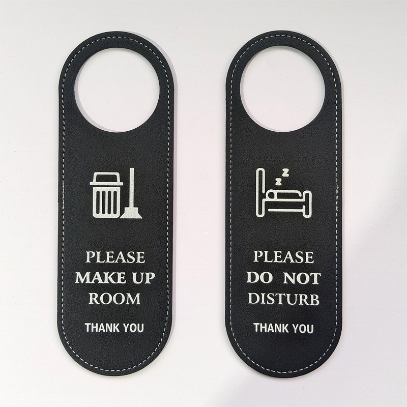 จัดหาสีดําหนังป้ายประตูโรงแรมโปรดอย่าทิ้งสัญญาณอย่าเสียใจสัญญาณที่กําหนดเองป้ายป้าย Y8VE