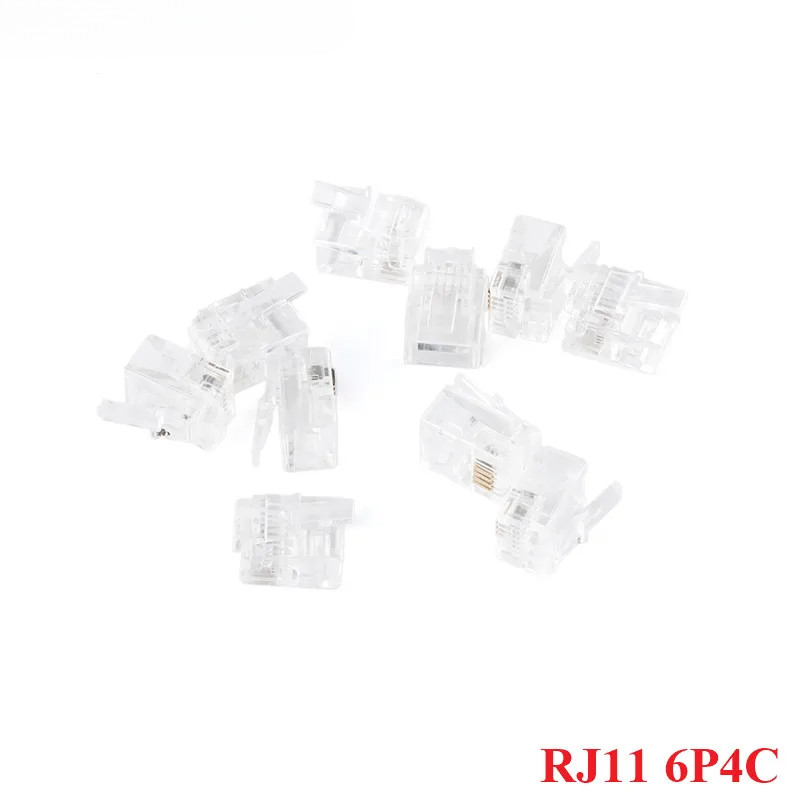 20/10 ชิ้น RJ11 Connector 6P4C Modular Plug Plated Network Connector หัวคริสตัล