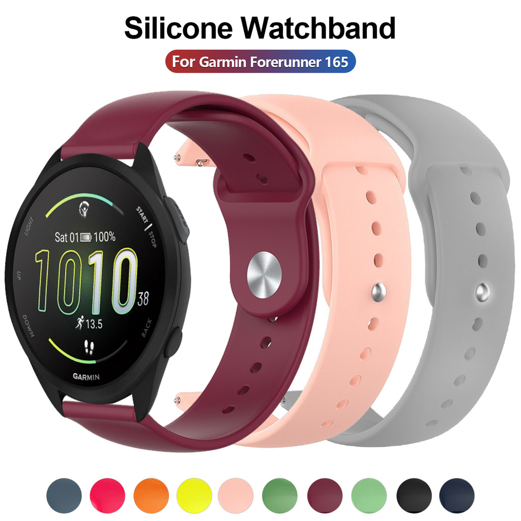 สายซิลิโคนกีฬา 18/20/22มม สำหรับ Garmin Forerunner 965/265/255/55/645/245/165/265S Venu 4/3/2S สายเปลี่ยน
