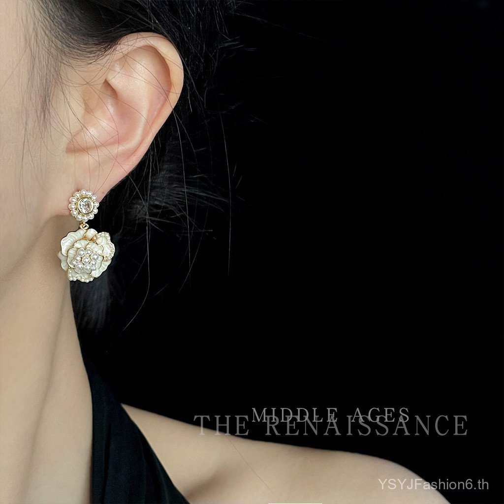 ต่างหูมุกแบบวินเทจลาย.camellia