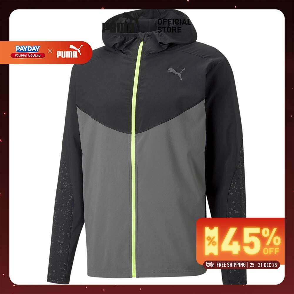PUMA RUN REFLECTIVE AOP WOVEN JKT - เสื้อแจ็คเก็ต Male - Gray - 52240915