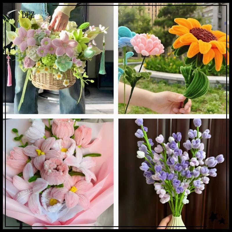 TOMJ 100pcs Fuzzy ลวด Chenille Stems DIY แถบ Twist Bar Anvil Wire Craft ท่อหัตถกรรมวัสดุ Plush Tube 