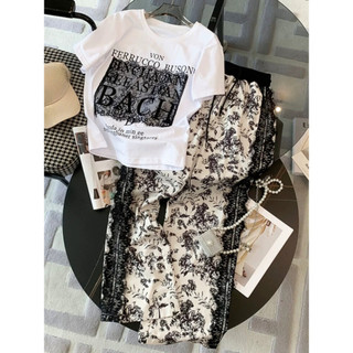 FADFAD|Setelan|Dua|Potong|Atasan|Lengan|Pendek|Modis|Celana|Panjang|Motif|Baru|Wanita|One|Set|Kulot|Baju|Pakaian|Korea|Kasual|Import|Premium|Kekinian|OOTD|Cantik|Terbaru|Perempuan