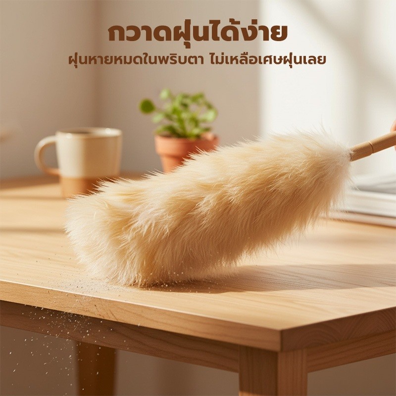 อุปกรณ์ทำความสะอาดบ้าน 64 ซม ไม้ปัดฝุ่นขนแกะ ดักฝุ่นดี ไม่ทิ้งขน ทนทาน ใช้ได้นาน เครื่องมือดักฝุ่น