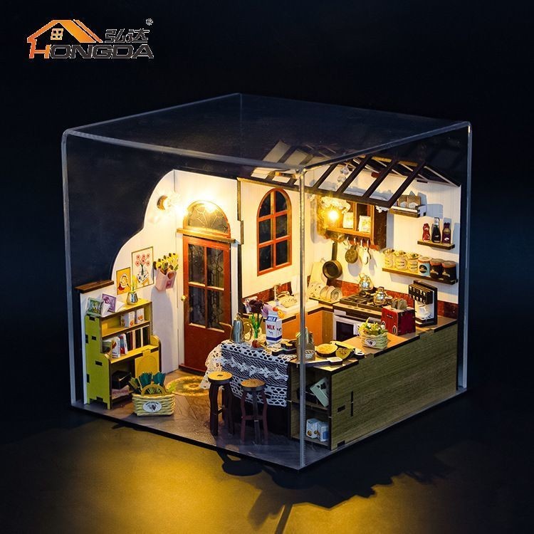 DIY Handmade ไม้ DIY House Creative Patas Kitchen Play House Miniature House ของเล่นเด็ก 12.26