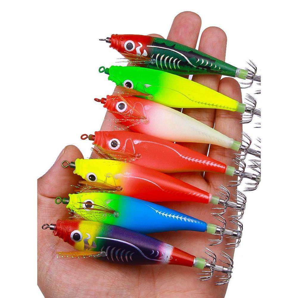 กบยาง เหยื่อตกปลา Hengjia Balanced Shrimp Sea Fishing Rocket Squid Blow Tube Hook Wood Shrimp Hook แ