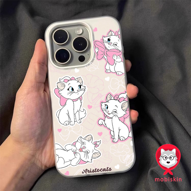 เคสโทรศัพท์แบบ 2 in 1 ซิลิโคนใส เคสเยลลี่ เคสไอโฟน 13 แมวสีขาวโบว์ สำหรับ iPhone17 16 15 14 13 12 11 Pro Max X XR XS