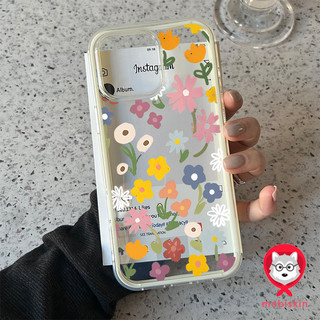 โค้งคำนับ เคสไอโฟน สำหรับ IPhone 15 11 13 7Plus 12 16 14 Pro Max ดอกไม้สีหลาก 16 7 8 Plus เคสโทรศัพท์สองในหนึ่ง