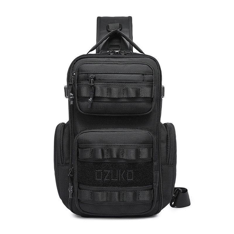OZUKO Street Wear Tactical Chest Bag Mens High-End Waterproof Messenger Shoulder Bag Multifunctional