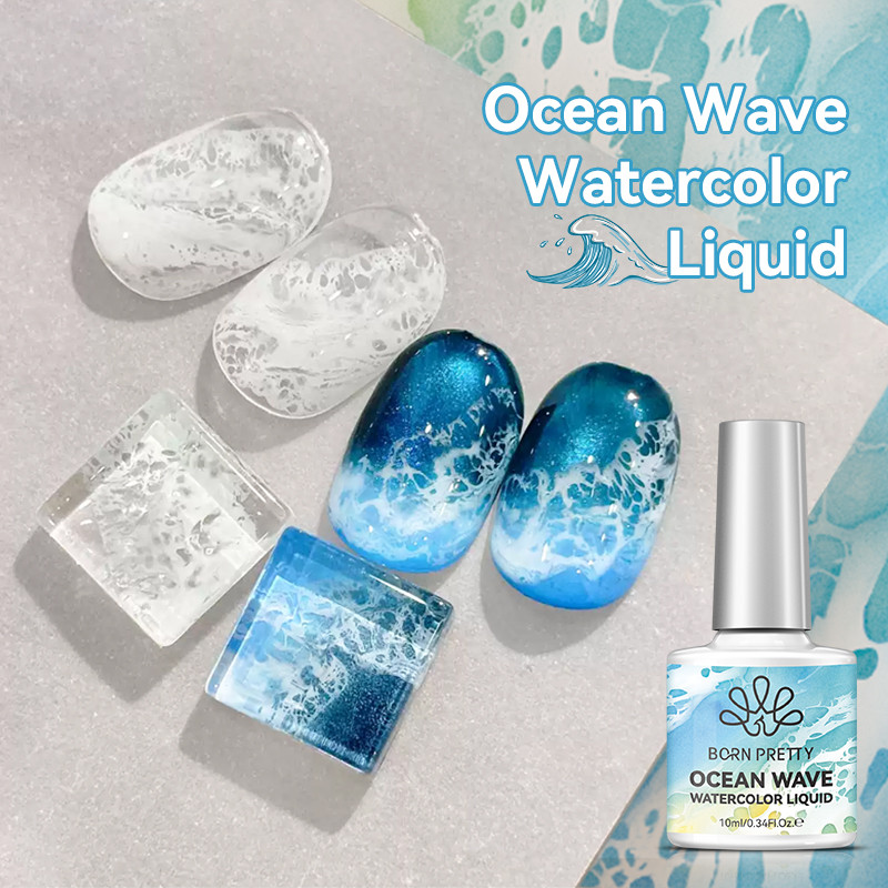 BORN PRETTY 10ml Bubble Ocean Wave สีน้ํากาวลูกไม้สีขาว Hollow Gradient สีเล็บเจล UV LED เคลือบเงาฤดูร้อนเล็บ Poke เคลือบเงา
