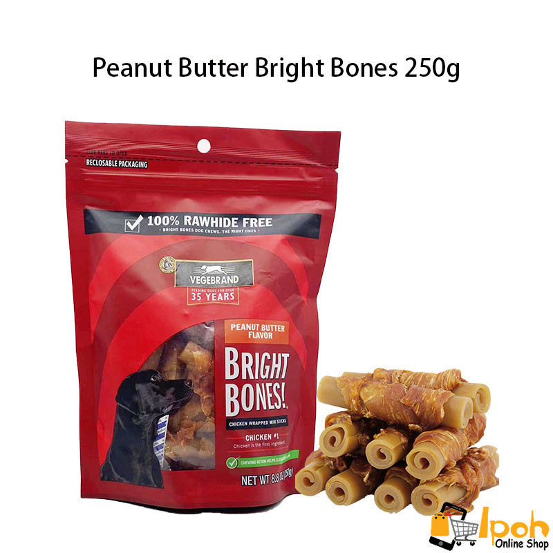 Vegebrand Peanut Butter Bright Bones, Rawhide Free Dog Dental Stick ขนมสุนัข ขนมสุนัข