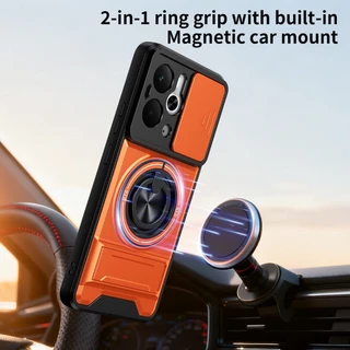 สําหรับRealme 14 14T 15 15T Pro Plus C85 2025 เคสโทรศัพท์กล้องเลนส์เลื่อนผู้ถือหน้าต่างปลอกRealme14 Realme14T Realme15Pro Realme15Tแหวนวงเล็บคู่กันกระแทกปกหลัง