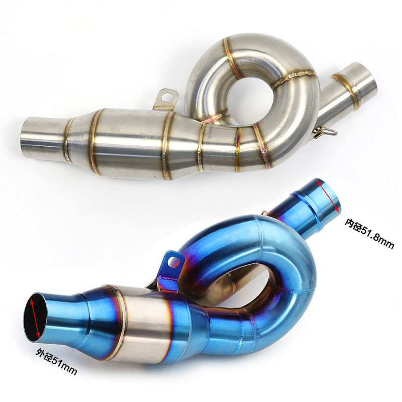 [2025ใหม่] Z800 รถจักรยานยนต์ดัดแปลงหมุนท่อไอเสียกลาง Ninja800 องศาท่อไอเสียสแตนเลสสีฟ้า Z800 ส่วนกล