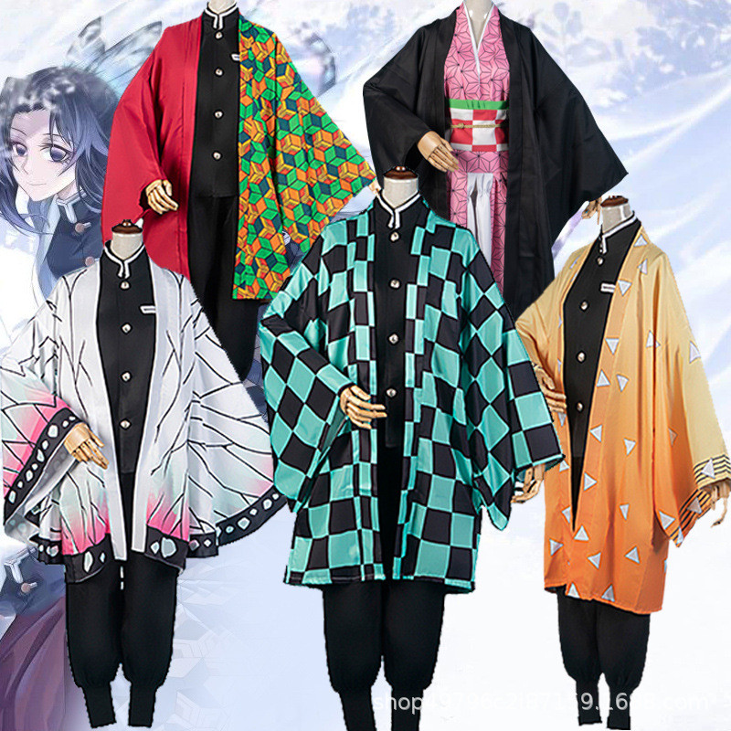 เครื่องแต่งกาย HalloweenDemon Slayer: ชุดCosplay Tanjiro Kamado กับ Zenitsu Tomioka ใหม่พร้อมสต็อก