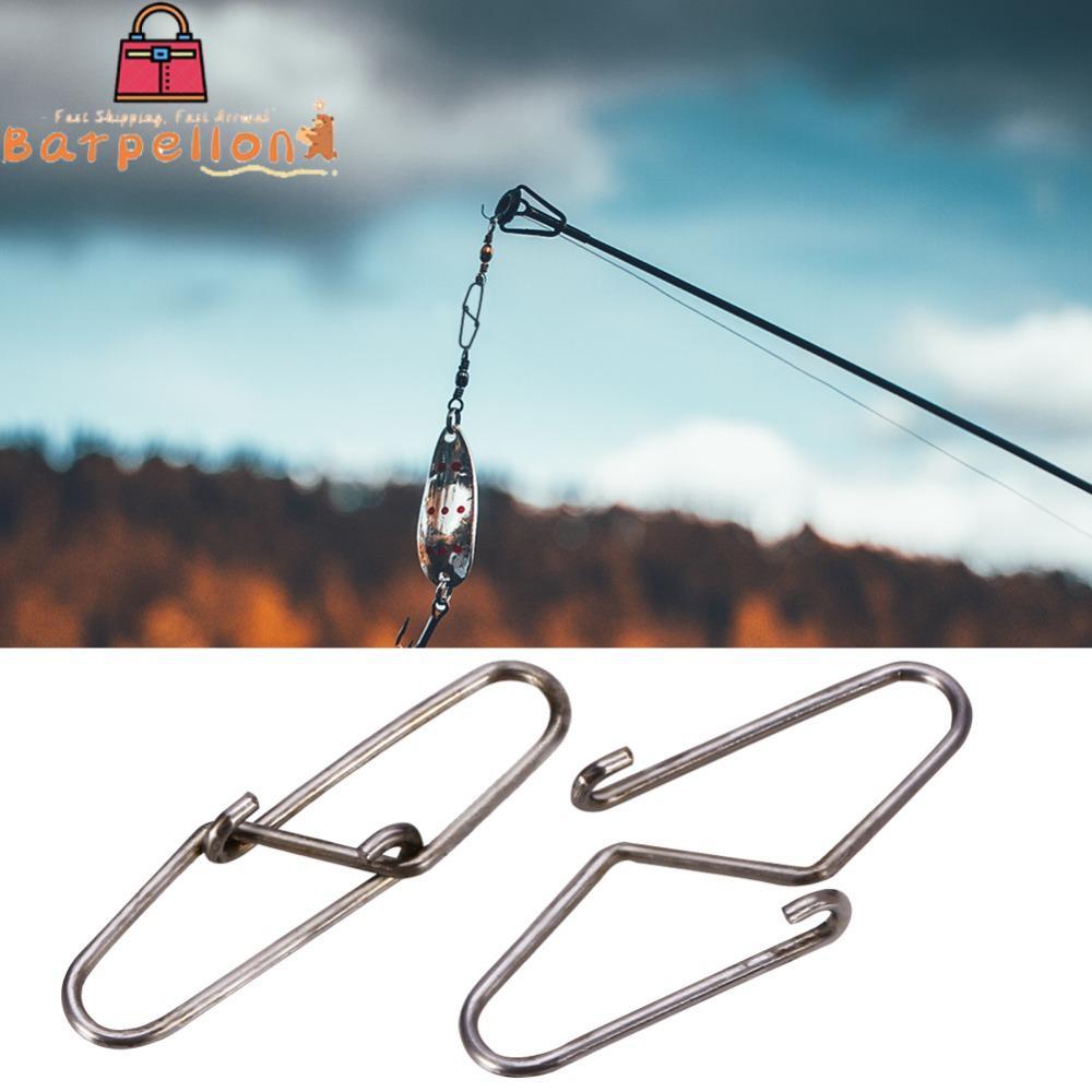 BARPELLON 100 ชิ้นตกปลา Dual Lock Snaps, สแตนเลสความแข็งแรงสูงตกปลา Safety Snaps, ทนทานเงิน 0 1 2 ตก