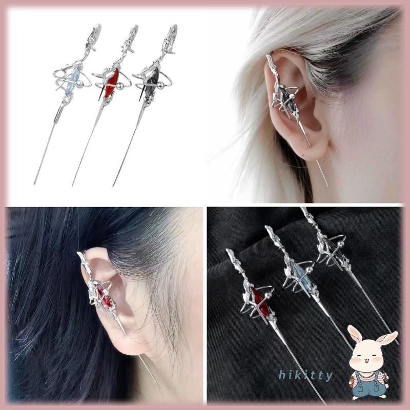 ต่างหูสไตล์โกธิก.dark.aesthetic แบบหูเข็ม Auricle Diagonal Stud เหมาะสำหรับการแต่งตัวในไนท์คลับและปาร์ตี้