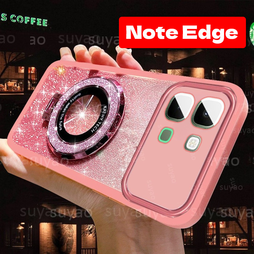 สําหรับ infinix Note Edge 5G 2026 เคสโทรศัพท์ Bling ผู้ถือแหวนปลอกแม่เหล็ก NoteEdge infinixNoteEdge Glitter Rugger TPU หรูหราสาวน่ารัก Slim Soft ShockProof Full Shell ฝาหลัง