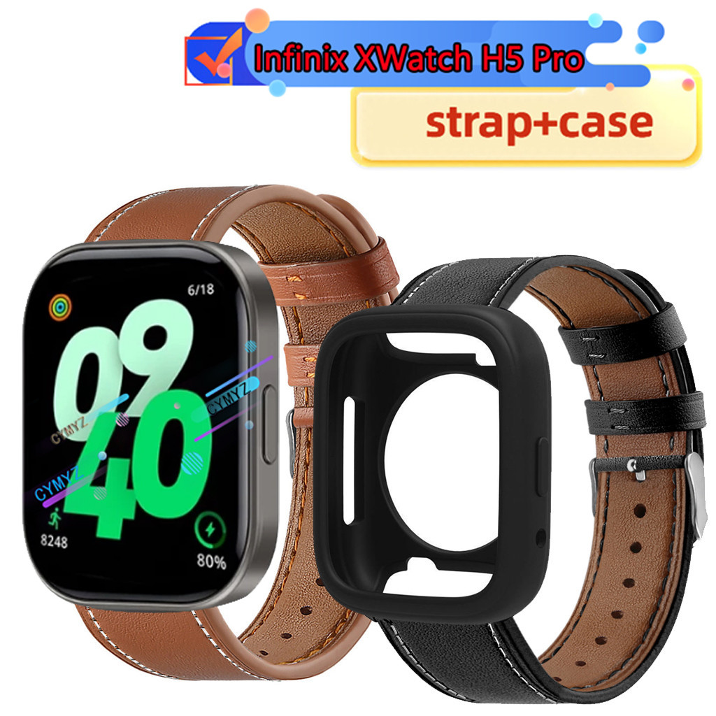 เคส Infinix XWatch H5 Pro ฟิล์มกันรอยหน้าจอ Infinix XWatch H5 Pro สายหนัง สายรัดข้อมือกีฬา