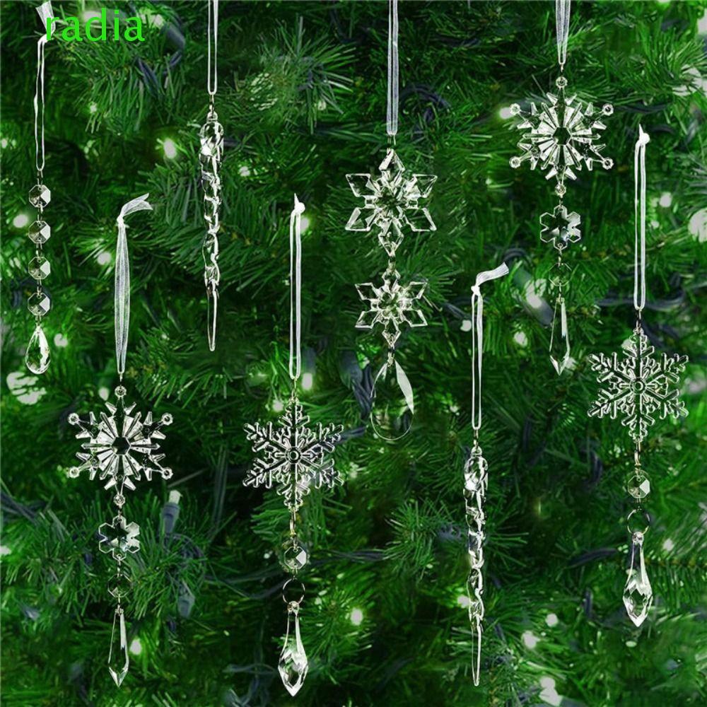 RADIANTZAP 18 ชิ้น/ถุงตกแต่งต้นคริสต์มาส,ประณีตแขวนคริสต์มาส Clear Icicle จี้, Icicle Drop อะคริลิคโ