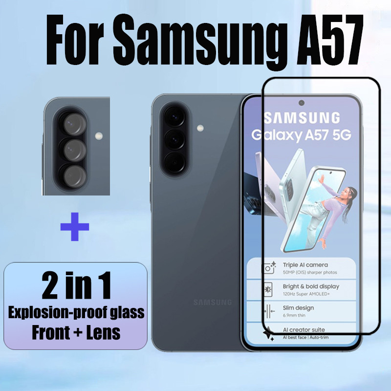 2 in 1 Samsung A57 5G Anti-spy กระจกนิรภัยความเป็นส่วนตัวป้องกันหน้าจอสําหรับ Samsung Galaxy A37 A07 A55 A35 A17 A16 A06 A56 A36 4G 5G 9D ฟิล์มป้องกันกระจกพร้อมกล้องเลนส์ฟิล์ม
