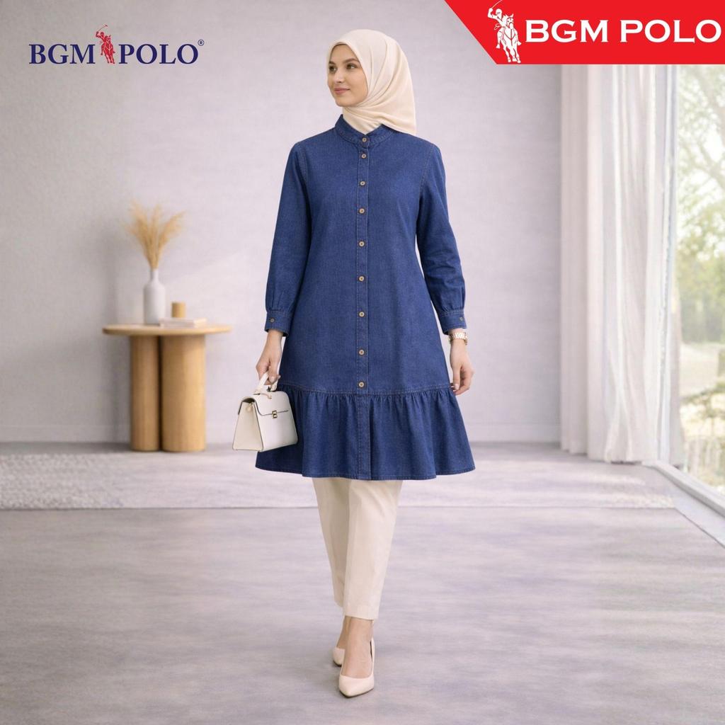 BGM POLO WOMAN MINI DRESS DENIM BLOUSE KEMBANG BAWAH-BP-DMD130KB-SFE