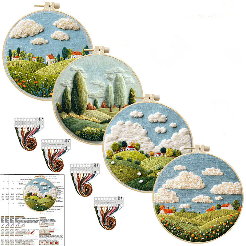 Blue Sky Field เย็บปักถักร้อย Starter Kit DIY ชุดเย็บปักถักร้อย DIY Manualidades เข็ม Art Home Decor