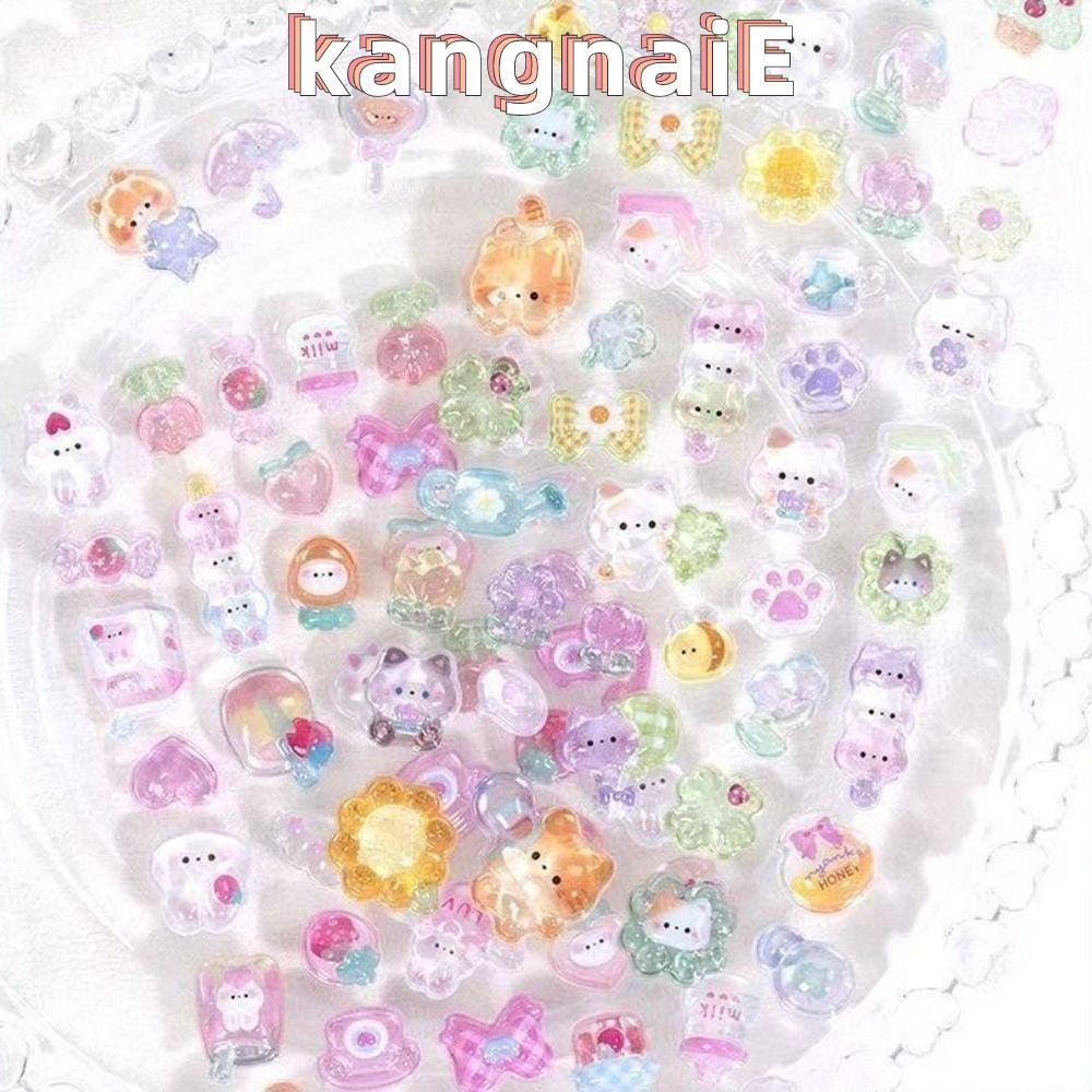 KANGNAI สติกเกอร์คริสตัล,การ์ตูนสัตว์ใสบรรเทาสติกเกอร์ตกแต่ง,แฟชั่นงานฝีมือ DIY PVC สติกเกอร์ตกแต่งโทรศัพท์โน๊ตบุ๊ควารสารวางแผนสมุด