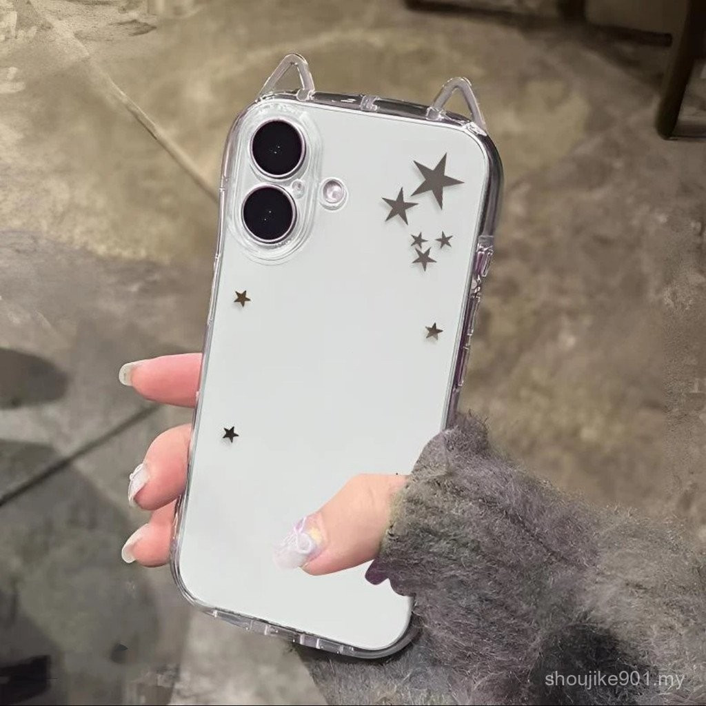 Simple Star เอวหูแมวเหมาะสําหรับ iPhone เคสโทรศัพท์เหมาะสําหรับ iPhone 16 Pro Max/15/14 Pro Max/13 P