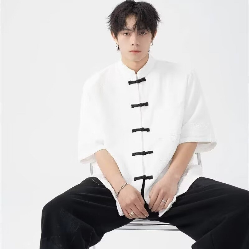 ERSHENSHI ชุดแจ็กการ์ดแขนสั้น สไตล์จีนใหม่
