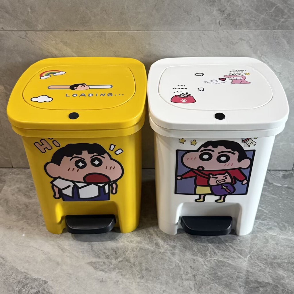 ถังขยะเครยอนชินจัง - การ์ตูนสไตล์สร้างสรรค์, ฝาปิด, เท้าเหยียบแบบกด, เปิดสองครั้ง, ห้องครัว, ห้องนอน, ห้องน้ํา