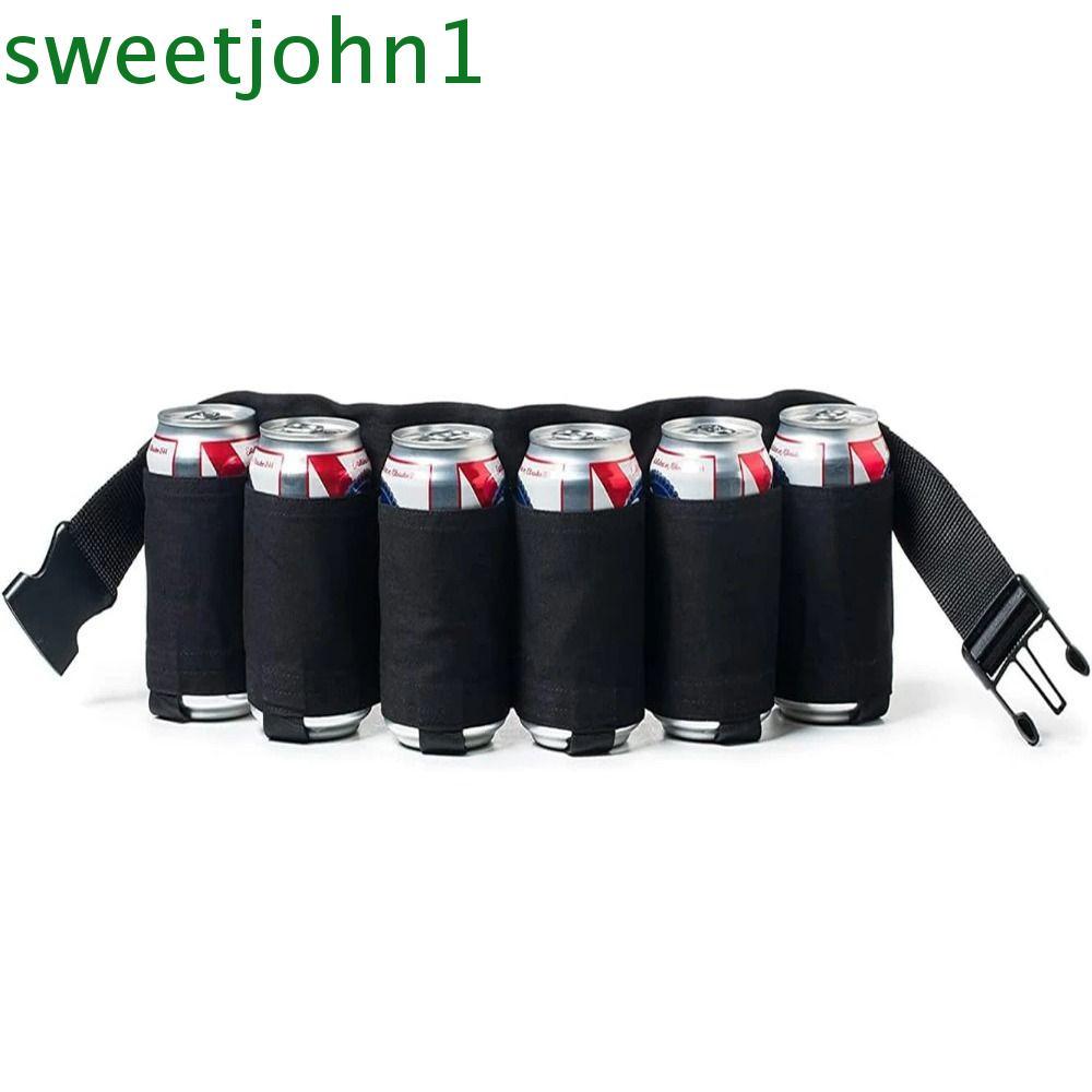 SWEETJOHN กระเป๋าคาดเอวเก็บเบียร์, 6 กระเป๋า 6 กระป๋องที่เก็บเครื่องดื่ม Fannypack, ปิกนิกเอวแพ็คมั่นคงปรับพรางเบียร์เข็มขัดผู้ถือเอวแพ็คปิคนิค