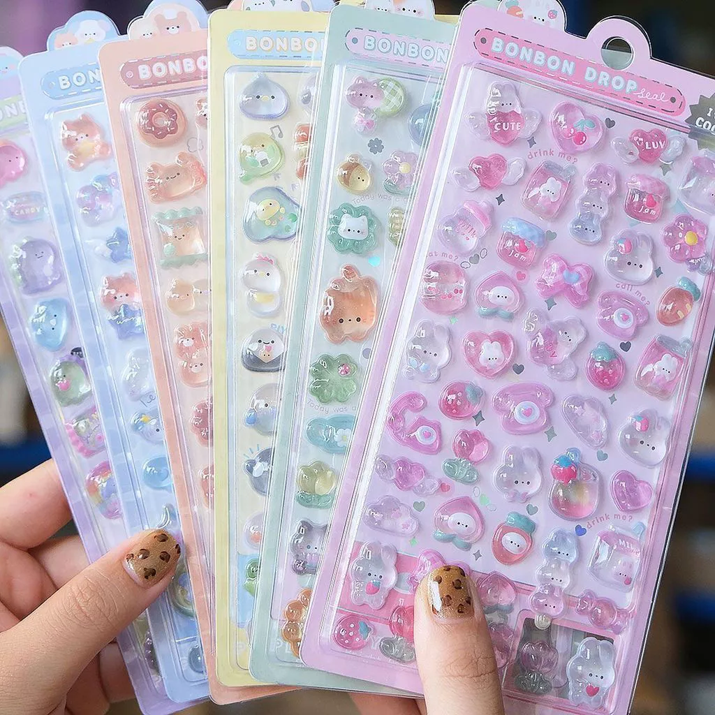 น่ารัก 3D Candy สติกเกอร์ Bonbon Drop Seal Kawaii การ์ตูนสติกเกอร์ตกแต่ง Murah พร้อมสต็อก